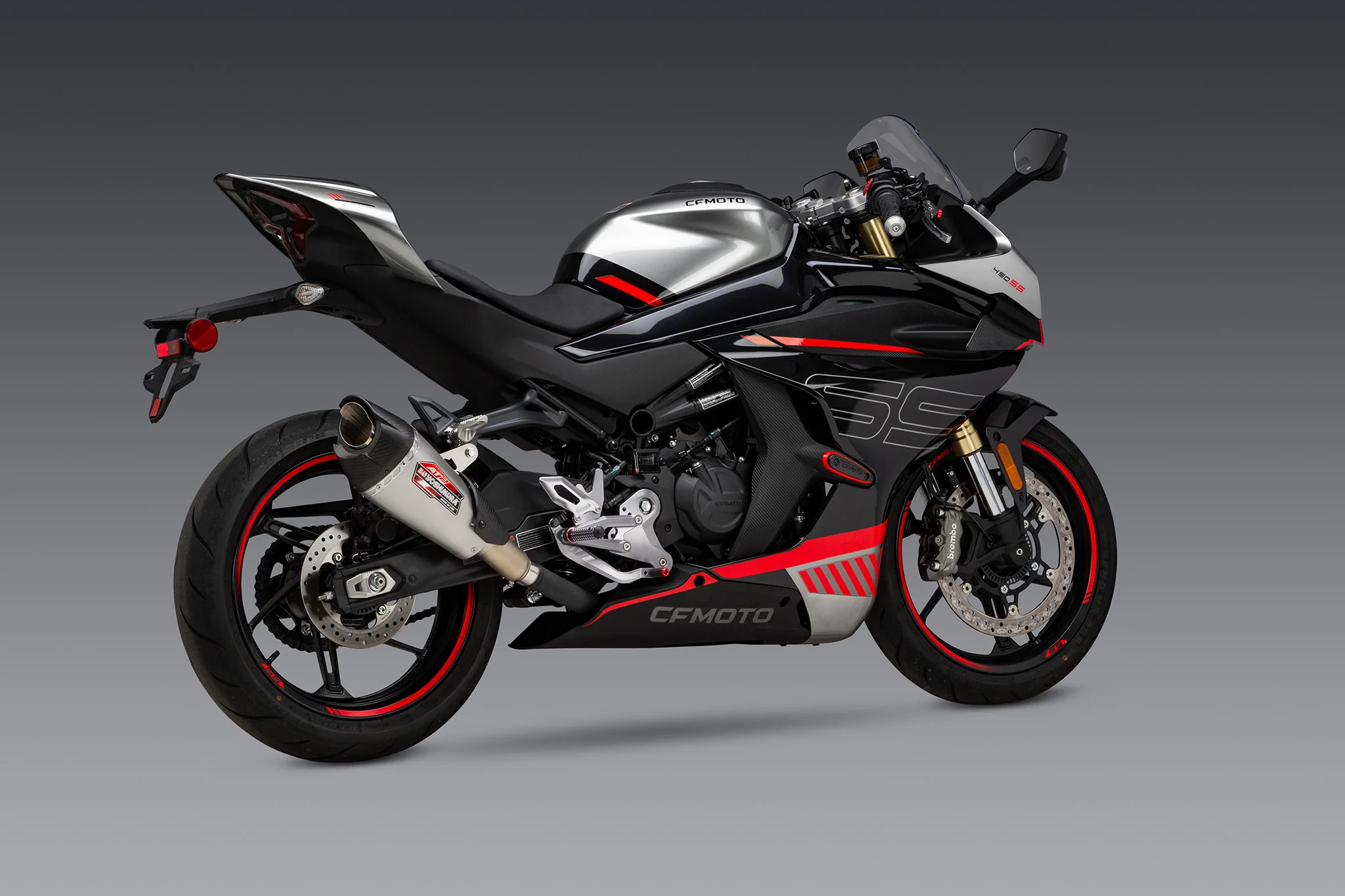 450SS 23-24 / 450NK 2024 AT2 Stainless Slip-On Exhaust, w/ Stainless Muffler - Image 7