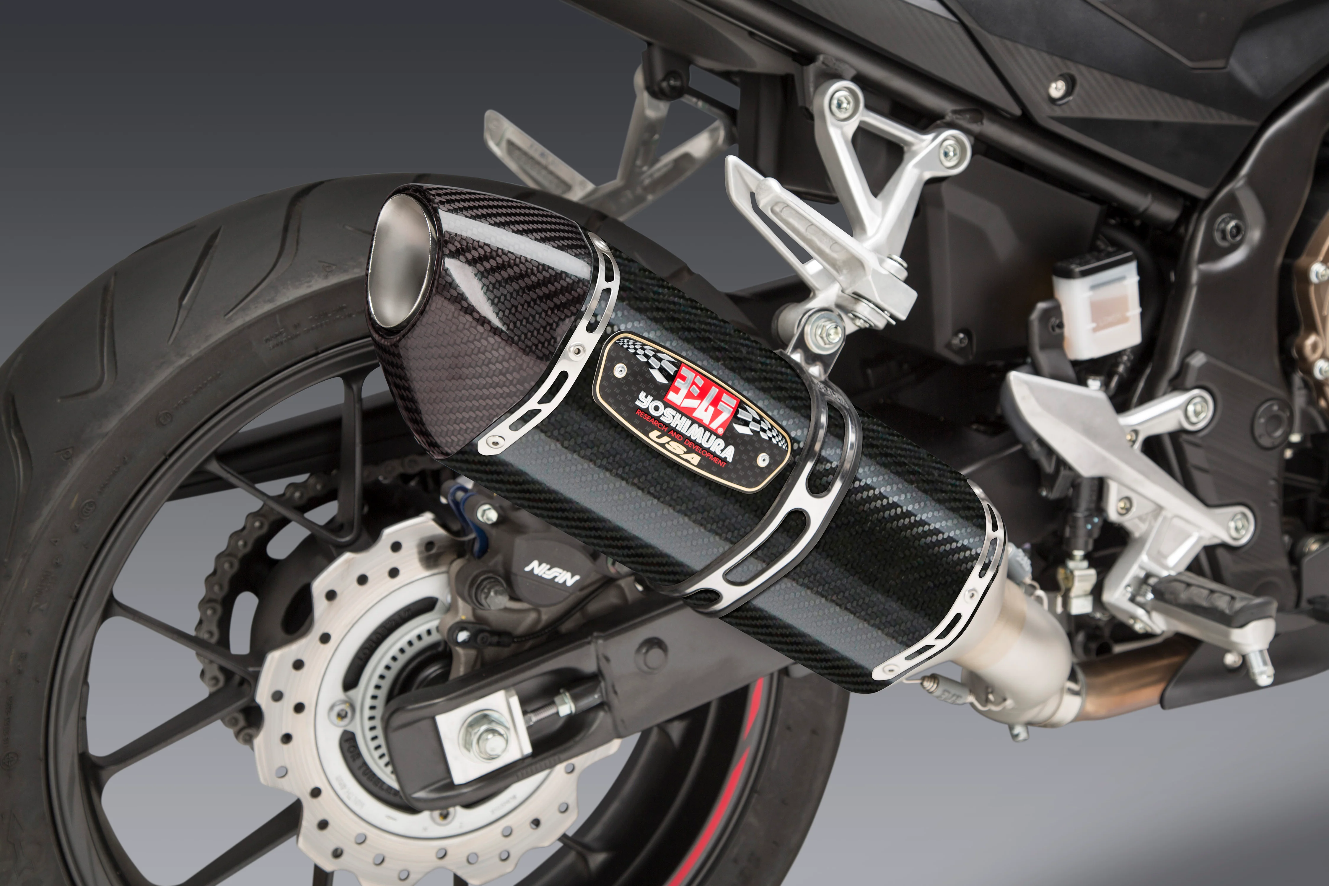 CBR500R 16-25 R-77 Stainless Slip-On Exhaust, w/ Carbon Fiber Muffler - Image 3
