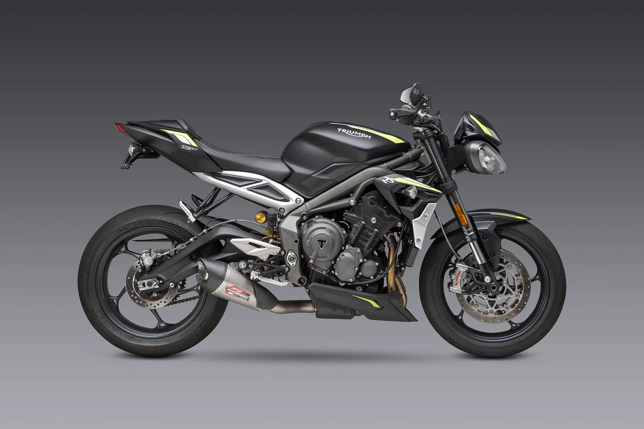 STREET TRIPLE 18-23 AT2 Stainless Slip-On Exhaust, w/ Stainless Muffler