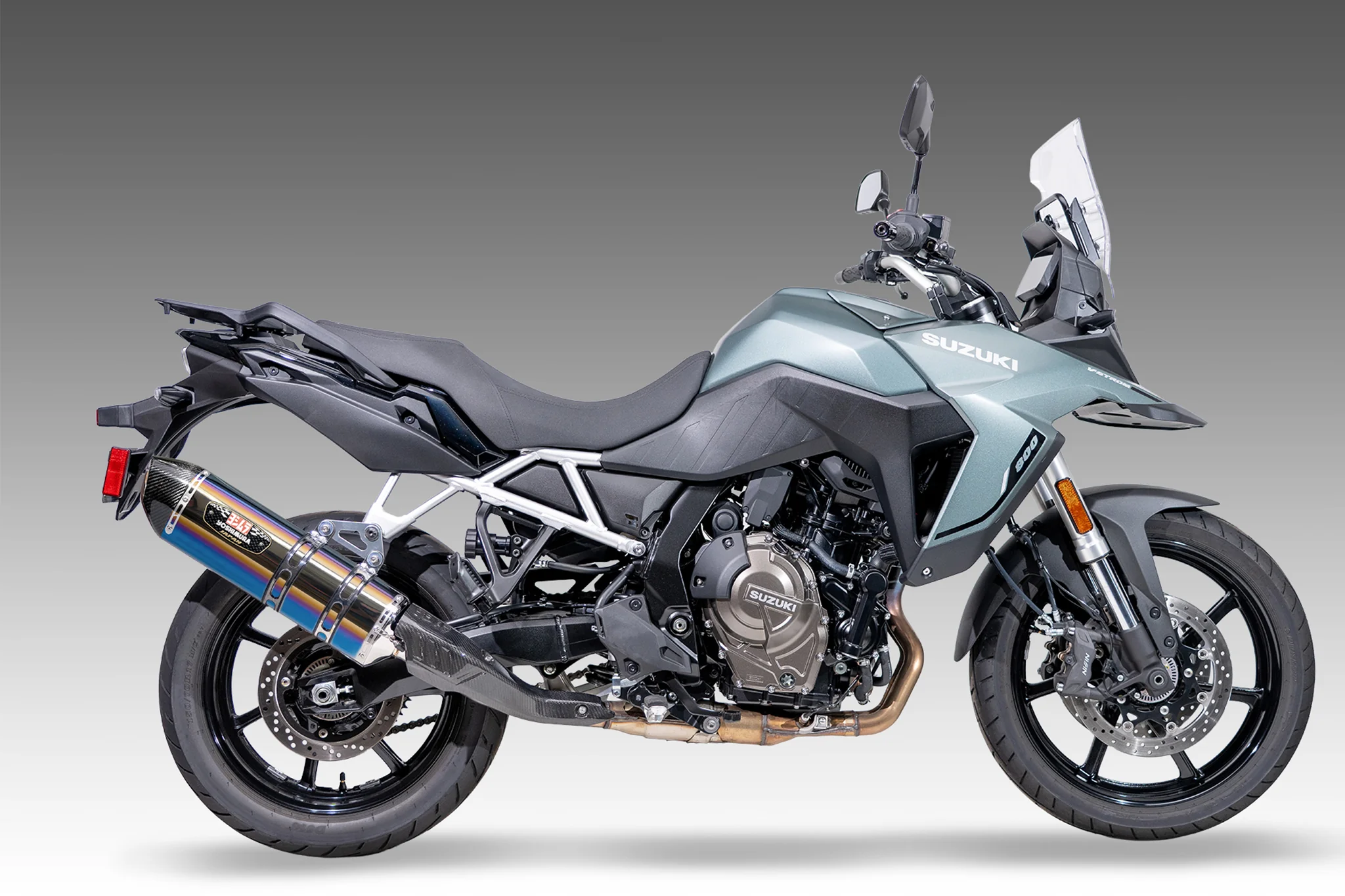 V-STROM 800 23-26 R-77J Stainless Slip-On Exhaust, w/ Titanium Blue Sleeve